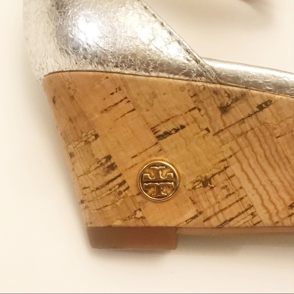 Tory Burch Silver Savannah Wedge Sandals - Picture 4 of 7